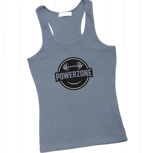 Power Zone Racerback Tank Top, Cross Back Gym tee for Women, Fitness Workout, Bodybuilding Gymwear, Sporty Activewear Tee, Muscle Gym Wear