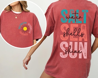Salt Sea Sun Shirt, Minimal Beach Tee, Coastal Aesthetic Graphic tee for Ocean Lovers, Summer Vacation, Boho Surf GiftUnisex, comfort colors