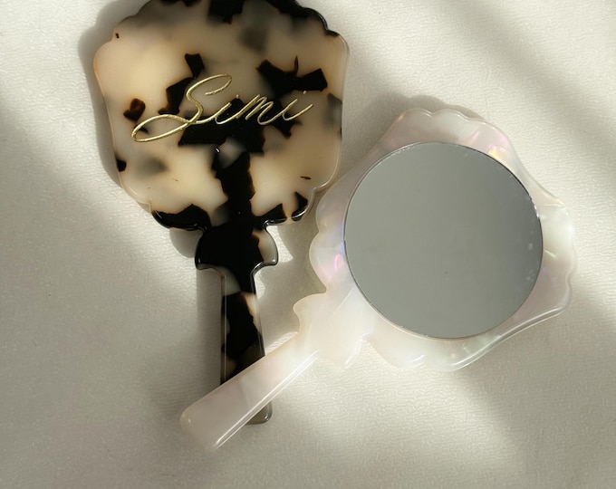 Personalized Engraved Makeup Mirror, Mini Custom Handheld Mirror, Engraved Compact Mirro, Travel Gift for Her