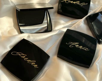 Custom Engraved Mirror, Personalized Hair Clip Claw, Engraved Compact Mirror, Engraved Name Hair Clip