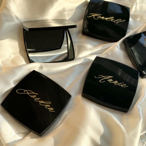 Custom Engraved Mirror, Personalized Hair Clip Claw, Engraved Compact Mirror, Engraved Name Hair Clip