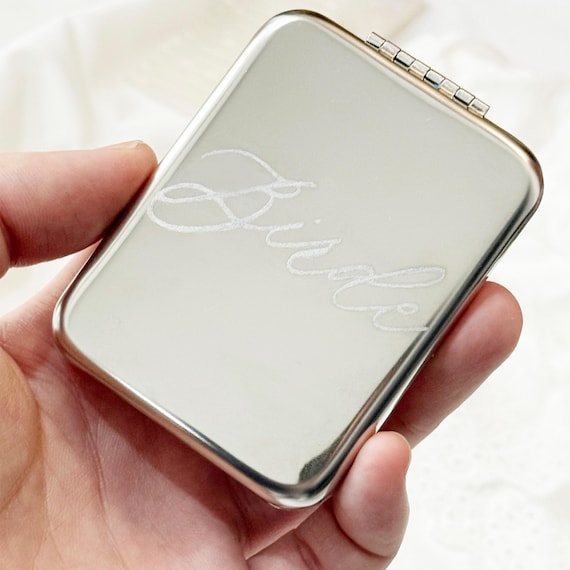Personalized Compact Mirror, Custom Engraved Compact Mirror, Compact Mirror with Any text, Pocket Makeup Mirror