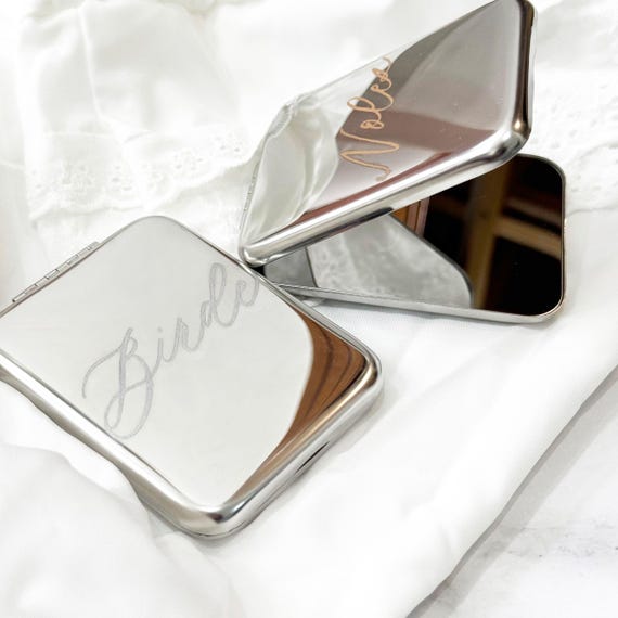 Personalized Compact Mirror, Custom Engraved Compact Mirror, Compact Mirror with Any text, Pocket Makeup Mirror