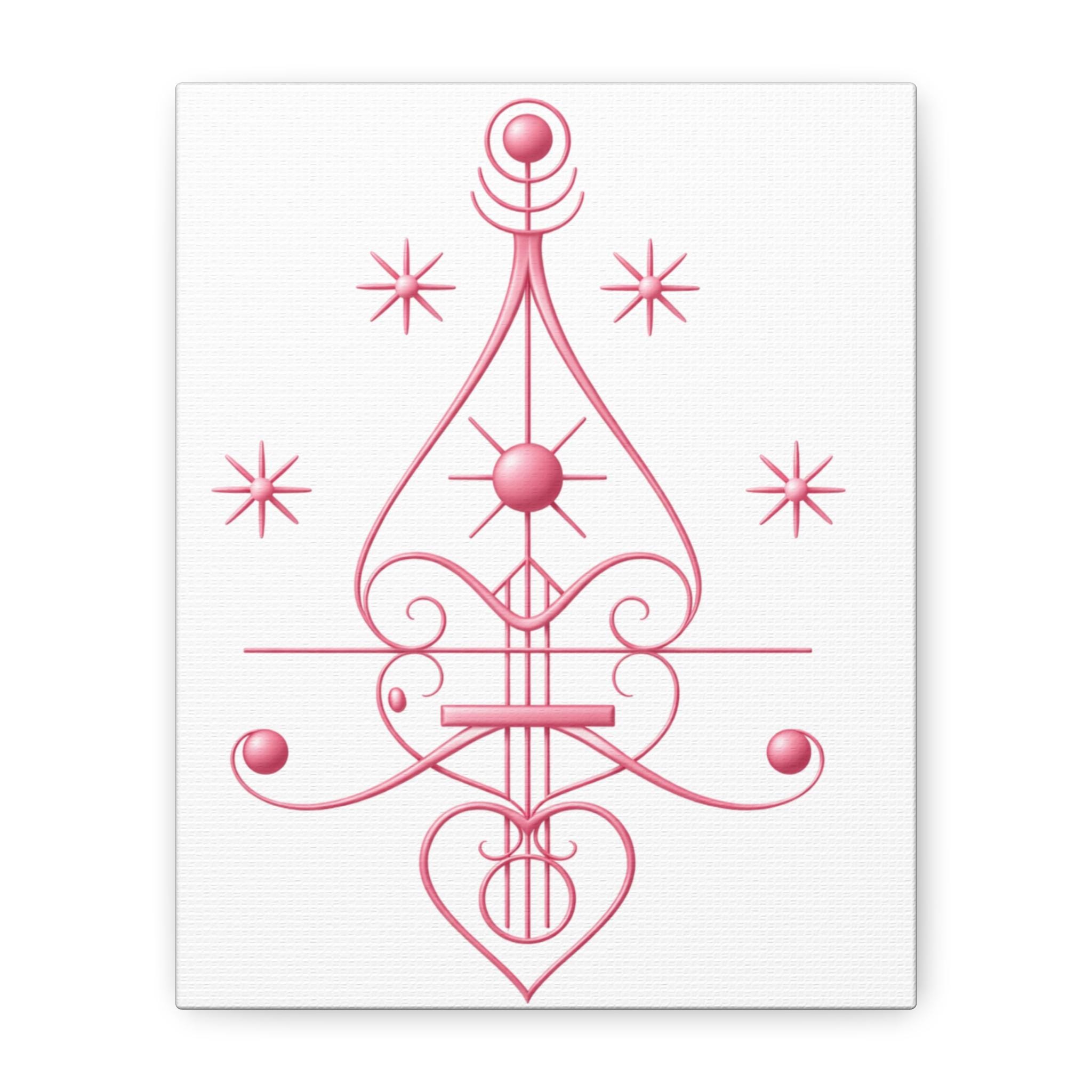 Klemezin Klemey Veve Canvas | Haitian Vodou Lwa of Love and