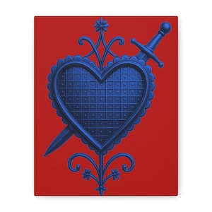 Erzulie Dantor Veve Canvas | Haitian Vodou Fierce Mother Protector Lwa | Sacred Spiritual Wall Art