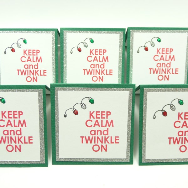 Keep Calm Christmas Mini Note Card Set of 6, Twinkle Lights Christmas Cards, Mini Note Card Set of 6, Handmade Note Cards