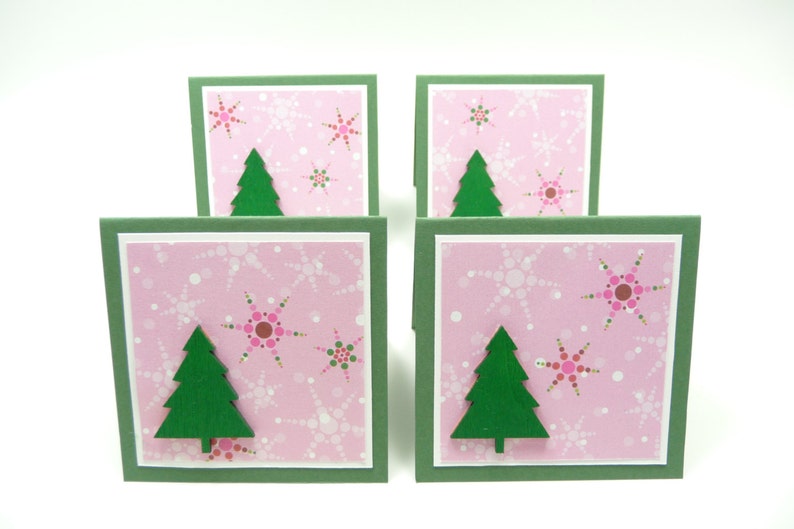 Mini Christmas Note Cards Set of 4 Season's Greetings Etsy