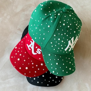 Custom Pearl Embellished Hats | Unisex Personalized Pearl Caps | Unique Handmade Accessories