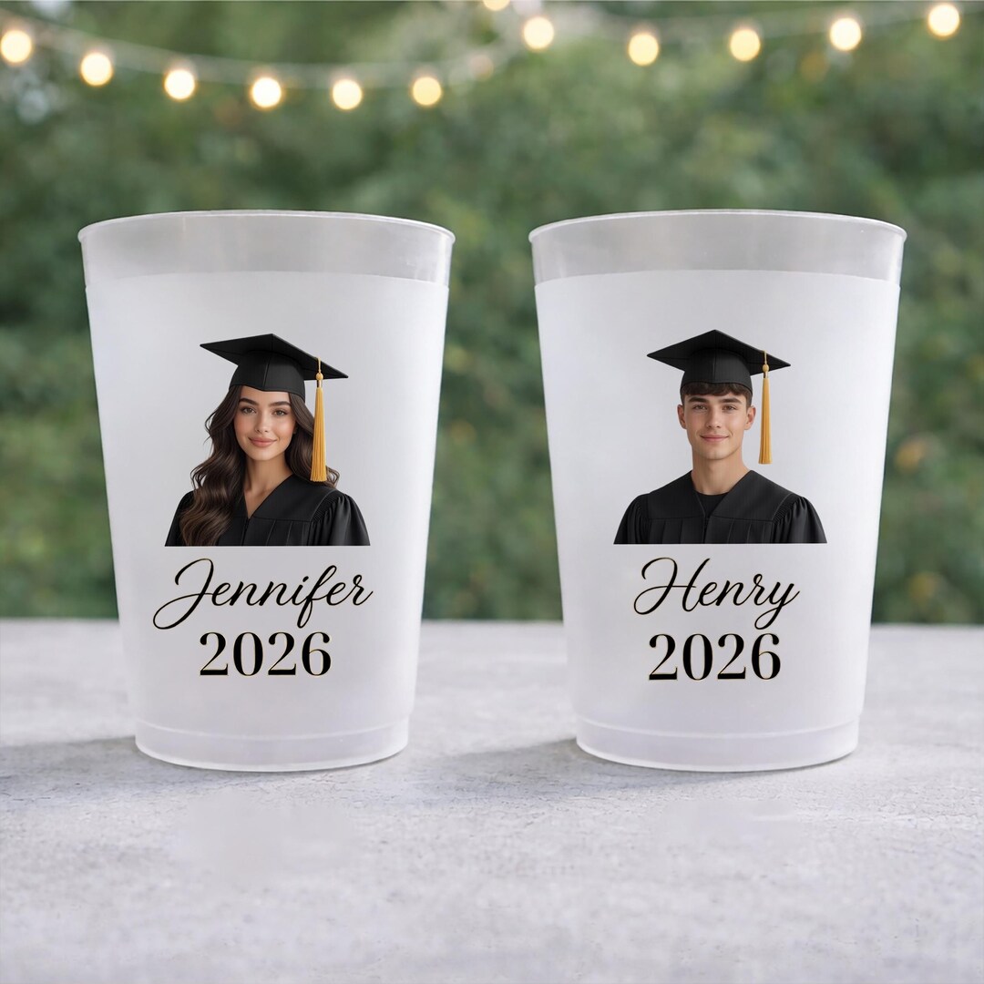 Custom Graduation Frosted Cups, Photo Stadium Cups, Face Party Cups ...