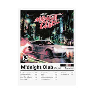 Póster de satén, póster Pluggnb del álbum de rap Autumn Midnight Club, rap underground, arte mural musical, decoración de hip hop, decoración única para el hogar, regalo para