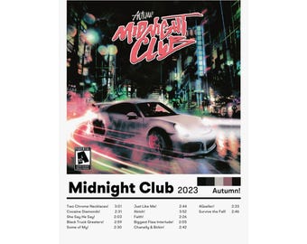 Autumn Midnight Club Album Poster | Pluggnb Rap Wall Art | Underground Rap Print | Hip Hop Music Gift | Satin Poster | Music Bedroom Decor