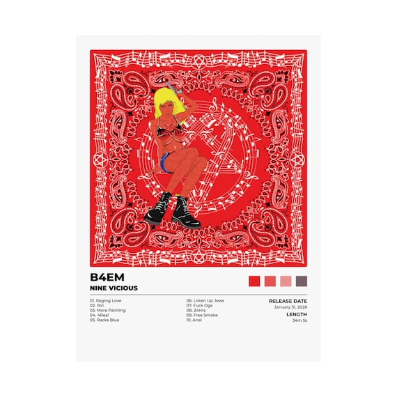 Nine Vicious B4EM Poster | Underground Rap Wall Art | Hip Hop