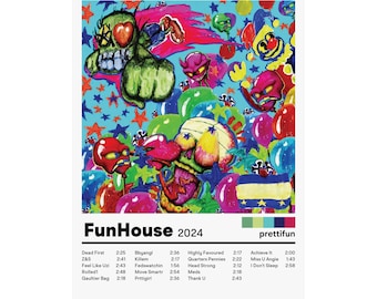 Prettifun Funhouse アルバムポスター、ウォールアート Prettifun、ホームデコレーション、音楽ポスター、アルバムカバーアートプリント、音楽愛好家へのギフト
