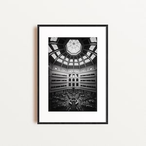 La Trobe Reading Room Print, State Library Victoria Photography, Melbourne Art Print, Black White Dome Interior, Matthew Lyall Fine Art
