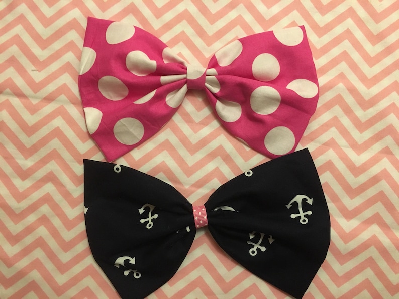 cruise Hairbow 7X4 minnie mouse hairbow Disney Cruise bow is on ALLIGATOR clip large navy anchors bow app Disney hairbow