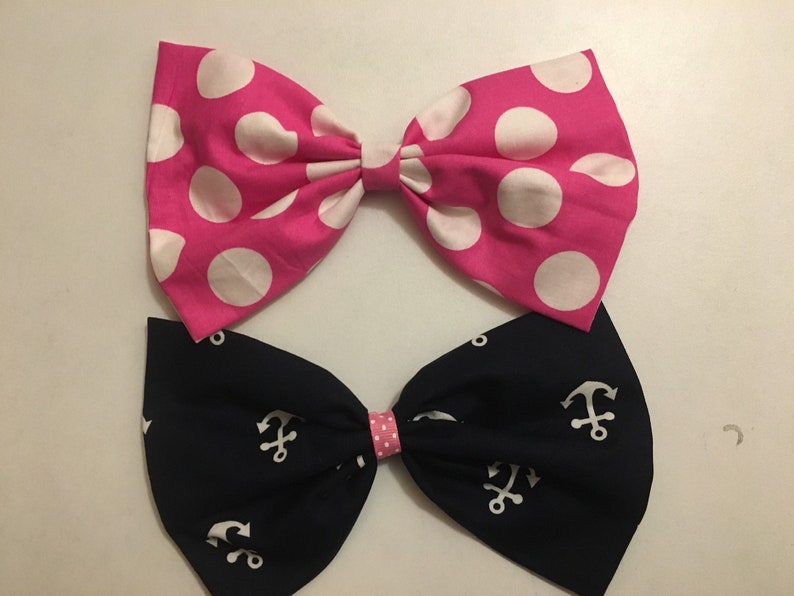 cruise Hairbow 7X4 minnie mouse hairbow Disney Cruise bow is on ALLIGATOR clip large navy anchors bow app Disney hairbow