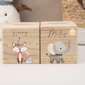 Personalized Coin Bank with Name, Wooden Money Box Gift, Girl/Boy Piggy Bank, Baptism Gift, Baby Shower, Kids Coin Bank, Christmas Gifts