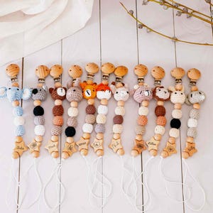Custom Baby Pacifier Clip, Newborn Soother Clip, Baby Name Wooden Pacifier chain, Baby Party Baptism Holder, Baby Shower Gift, Christmas