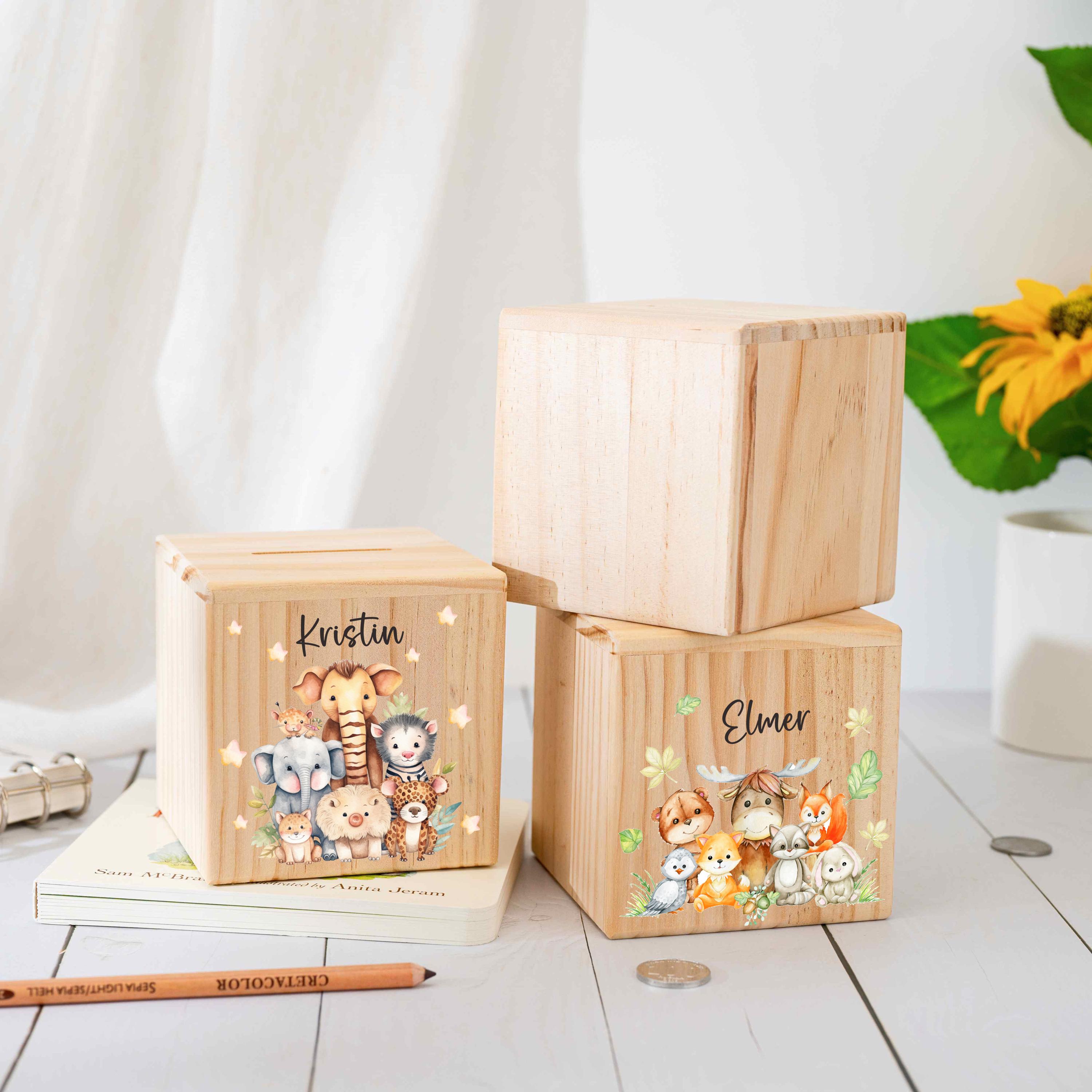thumbnail image 2 of Personalized Piggy Bank For Kids, Custom Letter 2 of 10