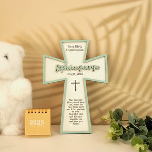 Taufkreuz, Taufgeschenk, Holzkreuz, Baby-Dusche-Geschenk, Kinderzimmerdekor, kundenspezifisches Taufgeschenk, Osterdekor, personalisiertes Schlafgebetskreuz