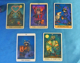 Moonlit Dumpster Oracle Deck: 22 Laminated Major Arcana Tarot Cards, Unique Mystical Sticker Set for Spiritual Guidance & Decor