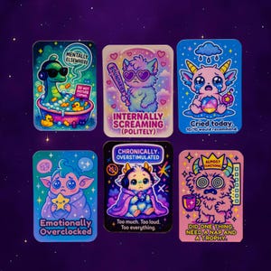 ADHD Neurodivergent Humor Sticker Pack | Funny Mental Health Vinyl Stickers | Neurospicy Gift