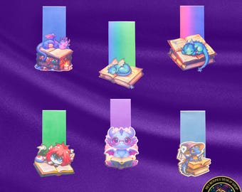Whimsical Dragon Magnetic Bookmarks | Laminated Page Markers | Fantasy Book Lover Gift