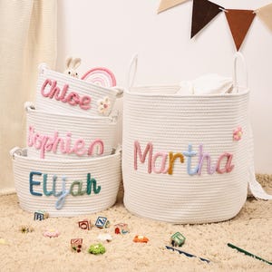 Personalized Basket, Personalized Baby Shower Gift Basket with Name, Baby Gift, Rope Cotton Baby Gift Basket, Storage baskets, Toy Basket
