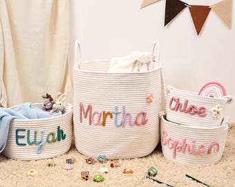 Personalized Handmade Basket with Name, Baby Shower Gift, Easter Basket, Baby Gift, Toy Organizer, Baby Toys Basket, Home Storage Basket