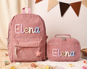 Personalized Corduroy Toddler Backpack, Kids Lunch Bag, Name School Bag