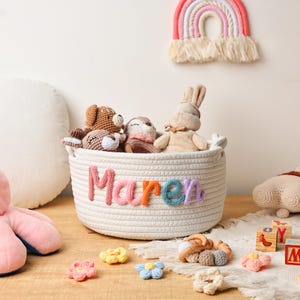 Personalisierter Baby-Namens-Seil-Baumwollkorb-Geschenk, Babyparty-personalisierter Geschenkkorb, Ostern-Korb, Spielzeug-Aufbewahrungskorb, Baby-Jungen-Mädchen-Geschenk