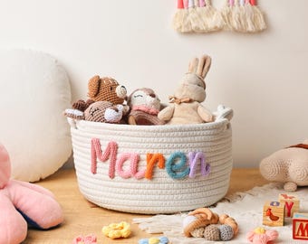 Personalized Baby Name Cotton Rope Basket, Nursery Decor