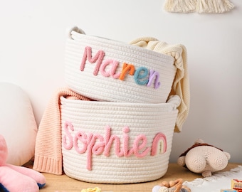 Gepersonaliseerde babymand, handgemaakte babykameropberger van katoenen touw