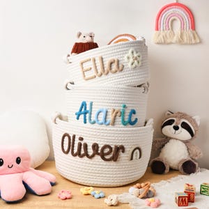 Personalisierter handgemachter Korb, kundenspezifischer Seil-Baumwollbaby-Geschenk-Korb, Babyparty-Geschenk-Korb, Osternest, Baby-Korb, Spielzeug-Organisator