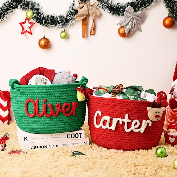Personalized Christmas Hamper, Christmas Party Basket for Kids, Holiday Decor Gift, Christmas Decor, Gift for Baby Girl Gift, Christmas Gift