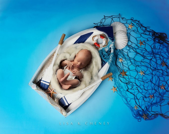 Newborn Boat Cloud Star Nautical Birthday Backdrop