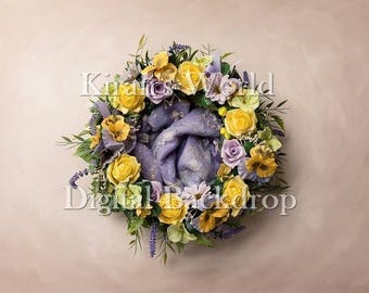 Spring Newborn Digital,Flower Digital Backdrop,Easter Digital Background,Newborn Overlay Boy Girl,Flower Roses Yellow Lilac,Instant Download