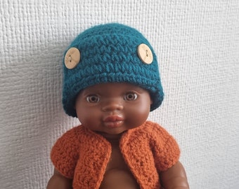 Vêtements de poupée, tenue de poupée Minikane, gilet de pantalon de chapeau de poupée de Paola Reina Gordi, poupée Minikane 13 pouces 34 cm, ensemble de vêtements de poupée au crochet RTS