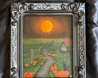 HALLOWEEN SERIES — Acrylic Pumpkin Patch Painting on 8x10 Canvas