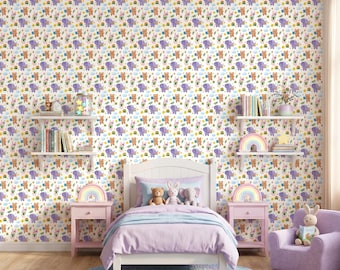 Papel pintado personalizado con animales, mural autoadhesivo para habitación infantil.