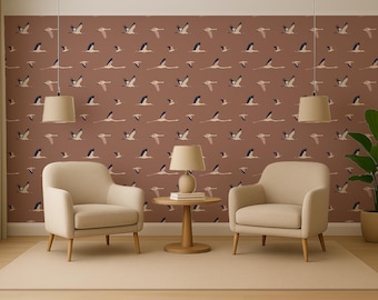 Schälen und Stick Vogel Tapete fliegende Vögel Muster für Schlafzimmer Badezimmer Wand Dekor