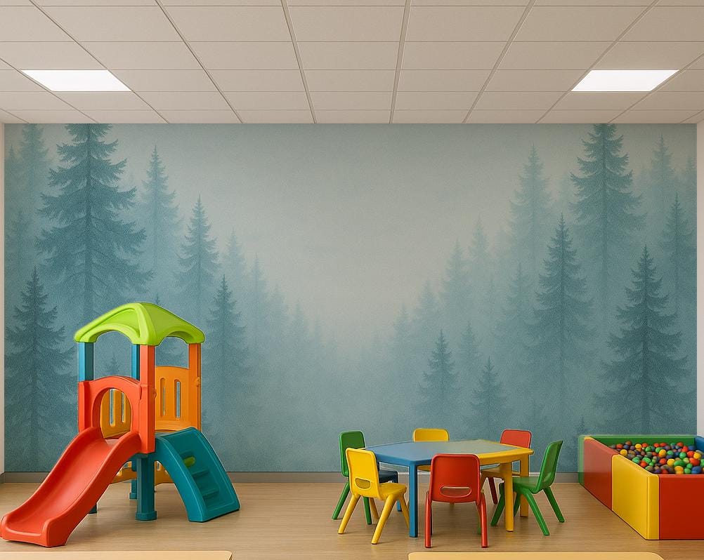 Forest Peel and Stick Wallpaper Blue Mural for Kids Playroom - Etsy
