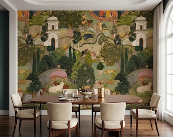 Jaipur Garden Wall Mural Peel and Stick Wallpaper Vibrant Green Nature Decor