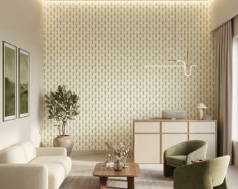 Soft Green Floral Wallpaper Neutral Botanical Wall Decor Peel Stick Removable