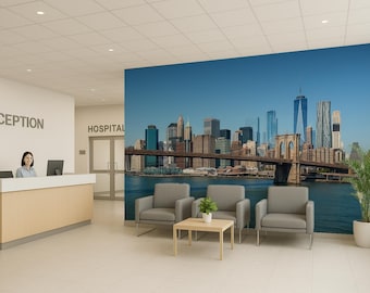 Panoramic New York Peel and Stick Wall Mural Brooklyn Bridge City Skyline