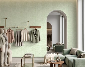 Salviagrön tapet, texturerad självhäftande tapet, neutral väggdekor