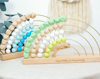Personalized Name Abacus, Wooden Rainbow Abacus, Children's Name Abacus, Toddler Montessori Toys, Children's Wooden Toys, 1st Birthday Gifts