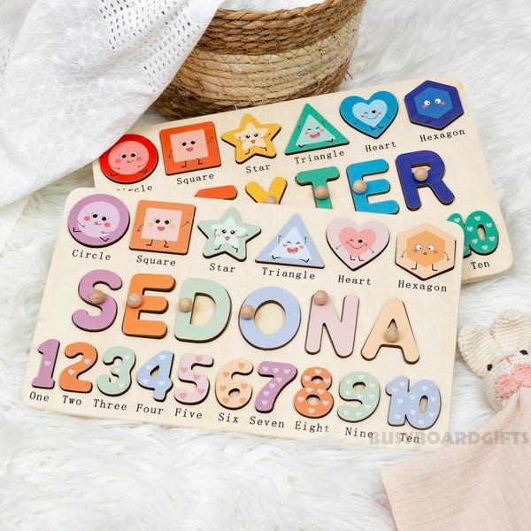 Gepersonaliseerde naampuzzel, verjaardagscadeaus voor babyjongens en -meisjes, decoraties, cadeaus voor meisjes, peuters, educatief