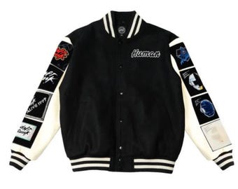 Daft Punk-Inspired Varsity Jacket, Wool Leather Letterman Jacket, Retro Bomber Jacket, Unisex Streetwear