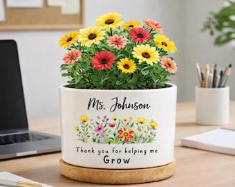 Custom Teacher Plant Pot,Teacher Appreciation Gifts,Thank You Gift For Teacher,Succulent Planter,Teacher Gift,Back to School Gift